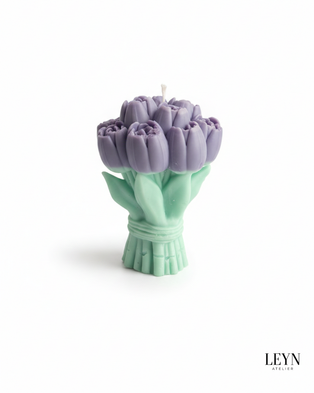 Lila Lale Buketi – El Yapımı Soya Wax Dekor Mum (Çiçek Buketi Tasarım)